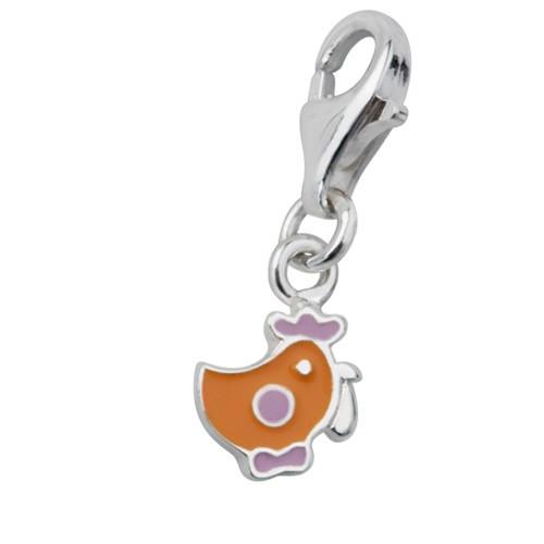 Sterling Silver Kidz Charm Sterling Silver Enamel Kidz Charm - Orange Chick - Jewellery Princess