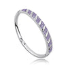 18kt White Gold Plated Silver Bling Hinged Wave Bracelet with Lilac Swarovski Crystals