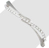 18kt White Gold Plated 18kt White Gold Plated Silver Bling Hinged Split Bracelet with Clear Swarovski Crystals - MSE Fashion
