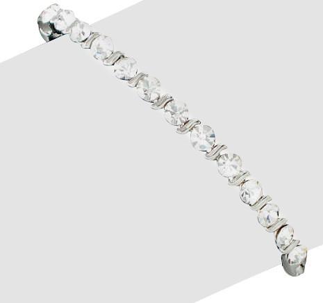 18kt White Gold Plated Silver Bling Hinged Bracelet with Clear Swarovski Crystals