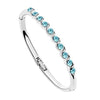 18kt White Gold Plated Silver Bling Hinged Bracelet with Aquamarine Crystals