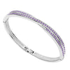 18kt White Gold Plated Silver Bling Hinged Crossover Bracelet with Lilac Swarovski Crystals