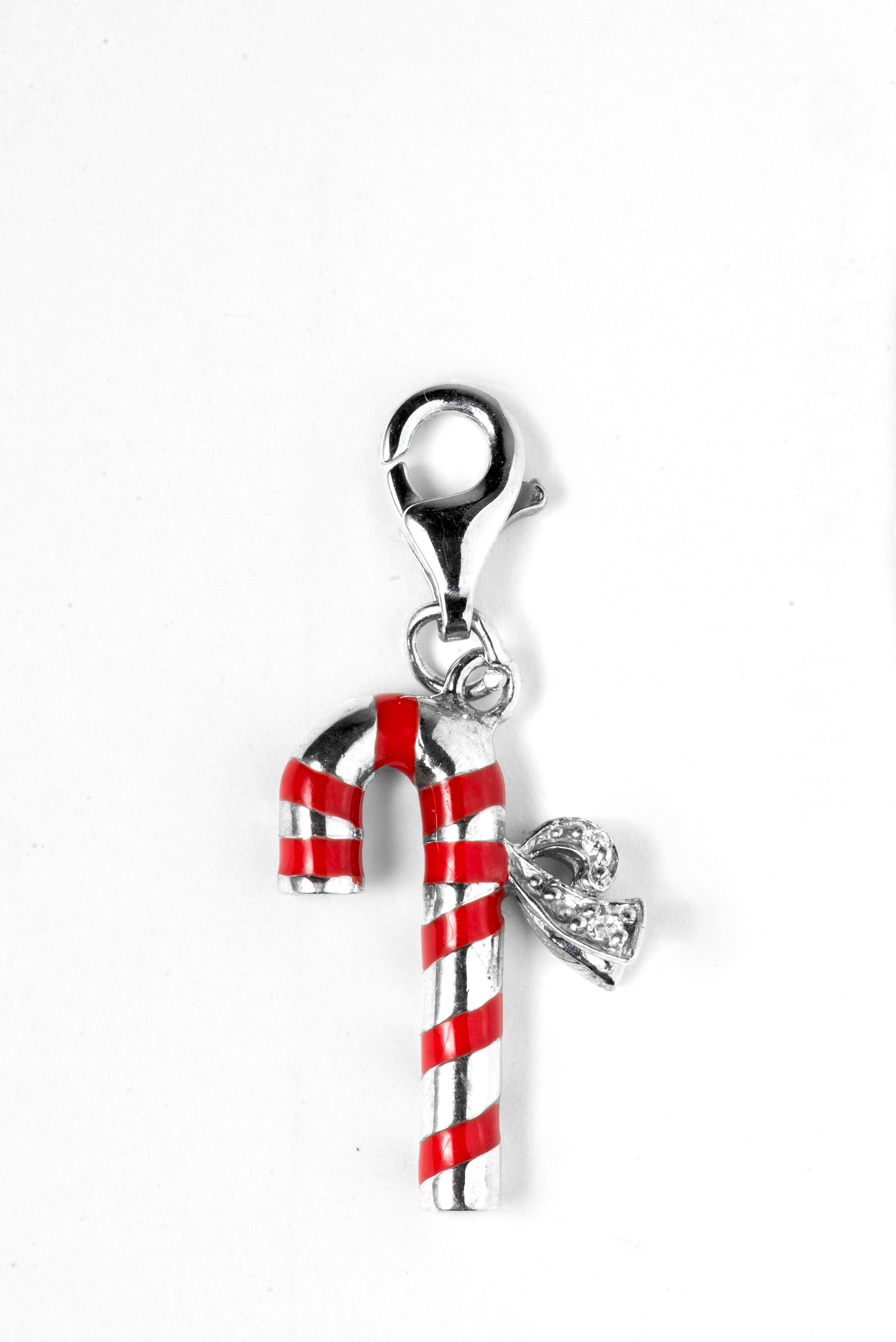 Sterling Silver Enamel Kidz Charm - Candy Cane