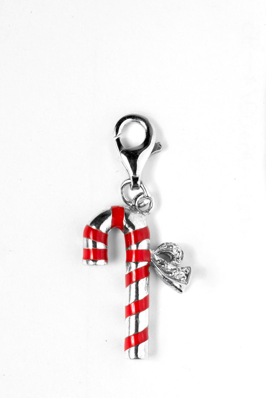 Sterling Silver Enamel Kidz Charm - Candy Cane