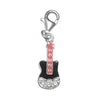 Sterling Silver Enamel Kidz Charm - Electric Guitar (Black and Pink)