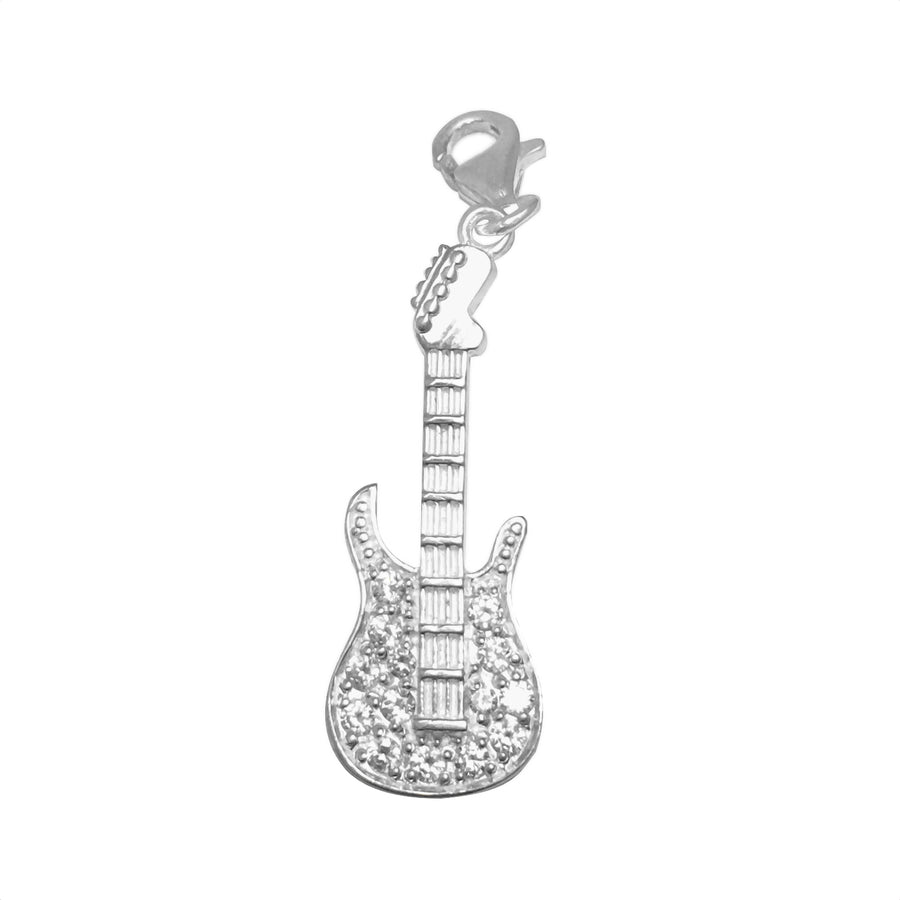Sterling Silver Bling Charm - Guitar