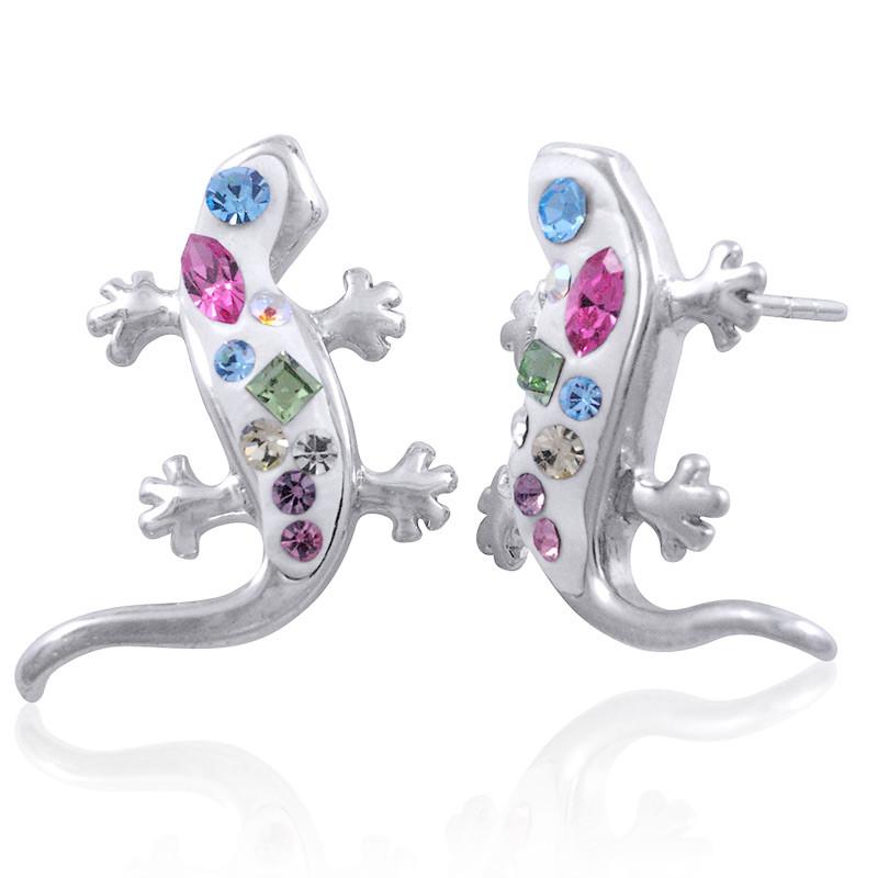 Sterling Silver Enamel Bling Earrings Sterling Silver Enamel Bling Earrings - Mainly Silver