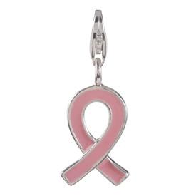 Sterling Silver Enamel Charm - Pink Ribbon