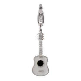 Sterling Silver Enamel Charm - Acoustic Guitar (White)