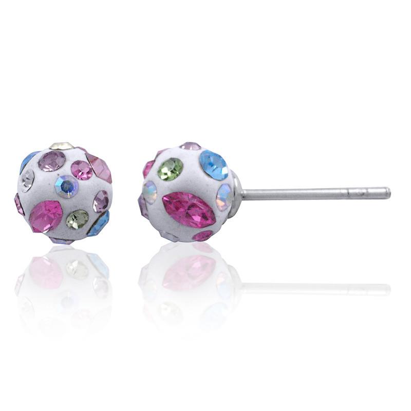 Sterling Silver Enamel Bling Earrings Sterling Silver Enamel Earrings with Cubic Zirconia's - Mainly Silver