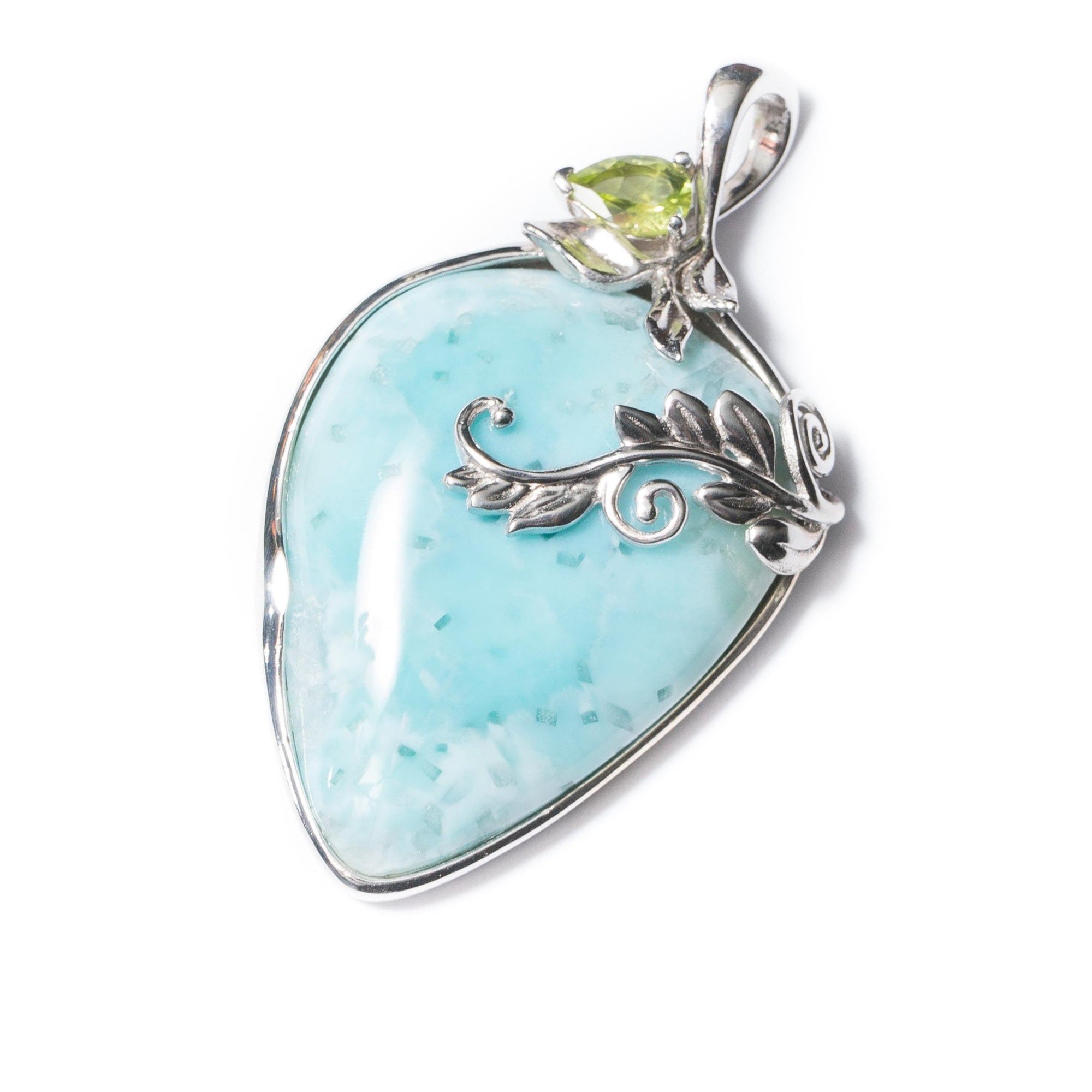 Sterling Silver Pendants Sterling Silver Larimar and Peridot Pendant - Verado Jewellery Australia