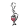 Sterling Silver Enamel Kidz Charm - Dolphin Holding Heart