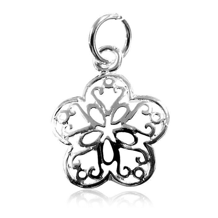 Sterling Silver Pendants Sterling Silver Filigree Floral Shaped Pendant - Mainly Silver