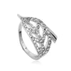 18kt White Gold Plated 18kt White Gold Plated Clear Feather Shaped Bling Ring featuring Swarovski Crystals - MSE Fashion
