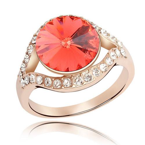 Rose Gold Ring Rose Gold Plated Ring featuring Padparacha Swarovski Crystal - MSE Fashion