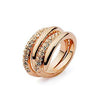 Rose Gold Ring Rose Gold Plated Ring - Interlocking Textured Spiral featuring Swarovski Crystals - MSE Fashion