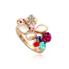 Rose Gold Ring Rose Gold Plated Enamel Focal Ring with Multiple Large Swarovski Crystals - MSE Fashion