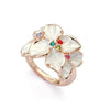 Rose Gold Ring Rose Gold Plated Flower Shaped Enamel Bling Ring featuring Swarovski Crystals - MSE Fashion