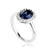 18kt White Gold Plated Oval Bling Ring featuring Sapphire Swarovski Crystal