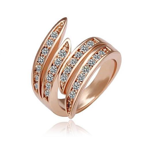 Rose Gold Ring Rose Gold Plated Broken Spiral Ring featuring Swarovski Crystals - MSE Fashion