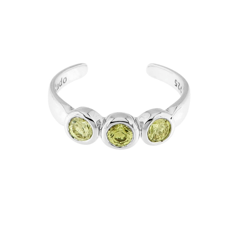 Sterling Silver Peridot Toe Ring Bling