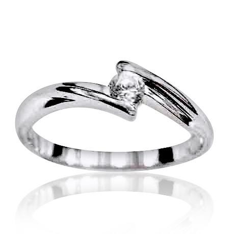 Sterling Silver Bling Ring With Crystal Clear Coloured CZ Solitaire