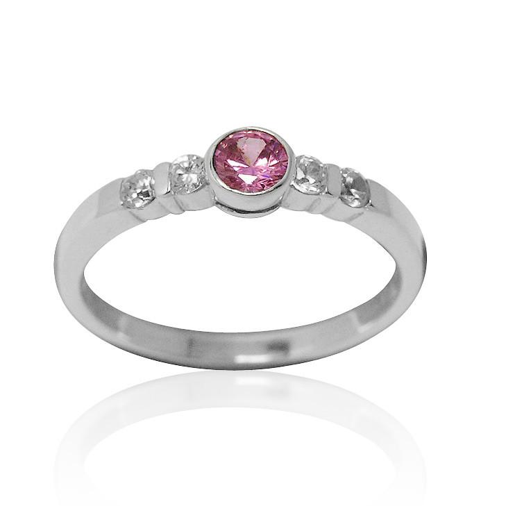 Sterling Silver Bling Ring With Round and Square Shaped Cubic Zirconias