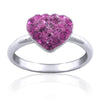Sterling Silver Ring Sterling Silver Bling Ring With Fuschia Coloured Heart Shaped Cubic Zirconias - Mainly Silver