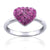 Sterling Silver Bling Ring With Fuschia Coloured Heart Shaped Cubic Zirconias