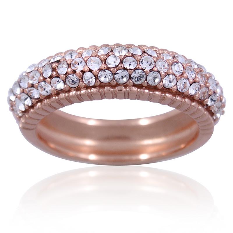 Rose Gold Ring Rose Gold Plated Bling Ring - Mainly Silver
