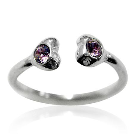 Sterling Silver Charm Sterling Silver Toe Ring Rose Pink Bling - Mainly Silver