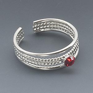 Sterling Silver Braided Crystal Toe Ring