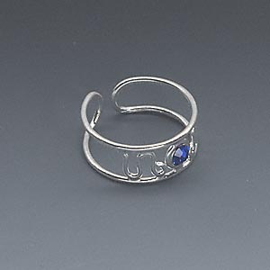 Sterling Silver Charm Sterling Silver and Sapphire Crystal Toe Ring - Mainly Silver