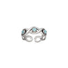Sterling Silver Charm Antiqued Sterling Silver and Aqua Blue Crystal Toe Ring - Mainly Silver