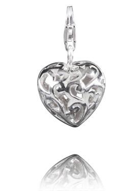 Sterling Silver Charms Sterling Silver Charm - Filigree Heart - Verado