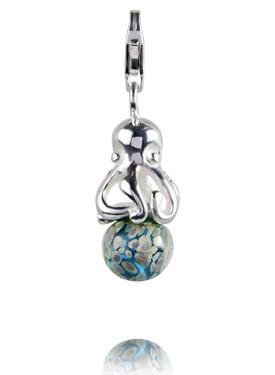 Sterling Silver Charm Sterling Silver Murano Glass Charm Octopus on Murano - Verado