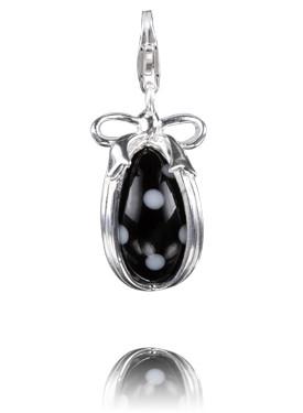Sterling Silver Charm Sterling Silver Murano Glass Charm Snow at Midnight - Verado