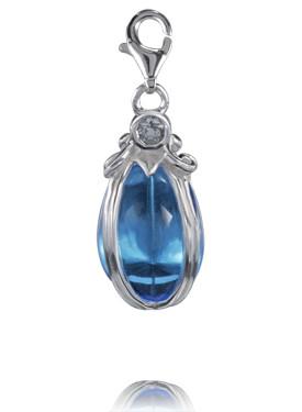 Sterling Silver Charm Sterling Silver Murano Glass Charm Isis Blue - Verado