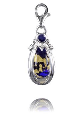 Sterling Silver Charm Sterling Silver Murano Glass Charm Cobalt Treasure - Verado