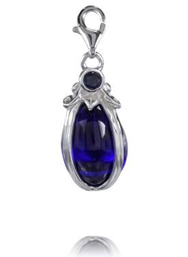 Sterling Silver Charm Sterling Silver Murano Glass Charm Midnight Blue - Verado