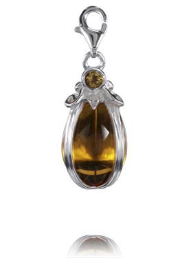 Sterling Silver Charm Sterling Silver Murano Glass Charm Amber Blaze - Verado