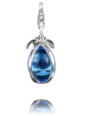 Sterling Silver Charm Sterling Silver Murano Glass Charm Pacific Blue - Verado