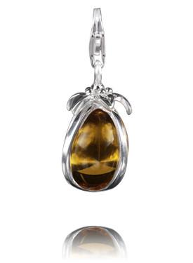 Sterling Silver Charm Sterling Silver Murano Glass Charm Golden Topaz - Verado