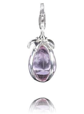 Sterling Silver Charm Sterling Silver Murano Glass Charm Lilac Kisses - Verado
