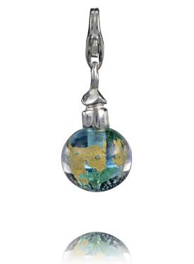 Sterling Silver Charm Sterling Silver Murano Glass Charm Green Earth - Verado