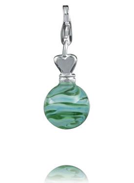 Sterling Silver Charm Sterling Silver Murano Glass Charm Mint Ripples - Verado