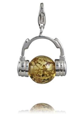 Sterling Silver Charm Sterling Silver Murano Glass Charm Gold Rush - Verado