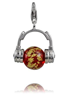 Sterling Silver Charm Sterling Silver Murano Glass Charm Ruby Gold - Verado