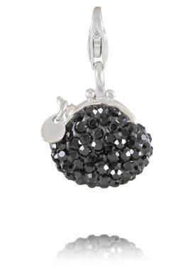 Sterling Silver Bling Charm - Coin Purse (Black)